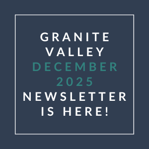 The image is a cover of the Granite Valley December 2025 newsletter.