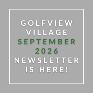 A graphic announcing the availability of the Golfview Village September 2026 newsletter.