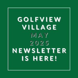 a green background with white text and the words village may 2021