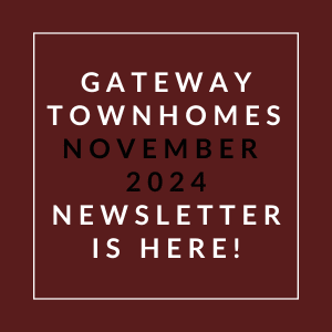 a white box with the words gateway townhomes october 2224 is here