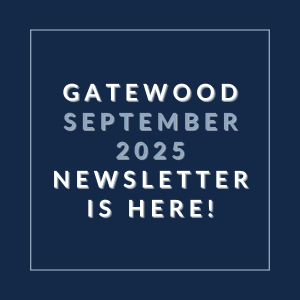 The image announces the availability of the Gatewood September 2025 newsletter.
