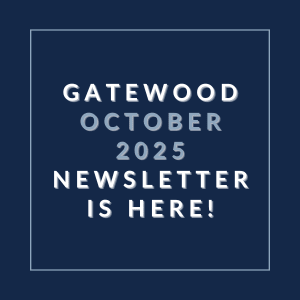 The image announces the availability of the Gatewood October 2025 newsletter.