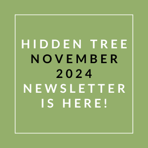 a green background with the words hiden tree november 2024 newsletter is here