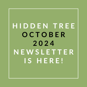 a green field with the text hidden tree october 2024 newsletter is here
