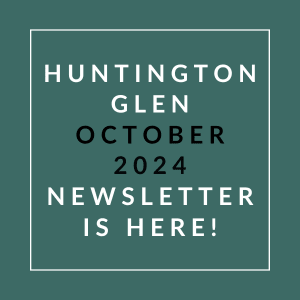 a green background with the words hunting glen october 2024 newsletter is here