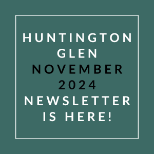 a green background with the words hunting glen november 2024 newsletter is here