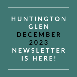 a green background with white text saying hunting glen december 2323newsletter