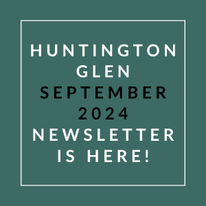 a green background with the text hunting glen september 2024 newsletter is here