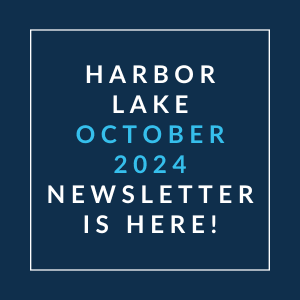 an image of a white font on a blue background with the words harbor lake oct