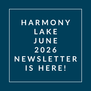 The image announces the availability of the Harmony Lake June 2026 newsletter.