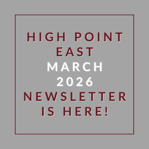 The image announces the availability of the High Point East March 2026 newsletter.