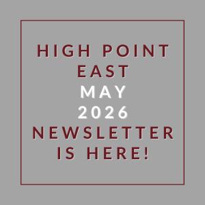 The image announces the availability of the High Point East newsletter for May 2026.