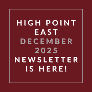 The image announces the availability of the High Point East December 2025 newsletter.