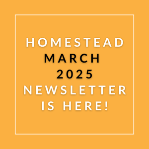 The image announces the availability of the Homestead March 2025 Newsletter.
