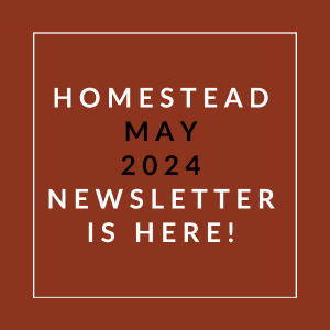 a white box with the text homegrown may 2024 newsletter is here