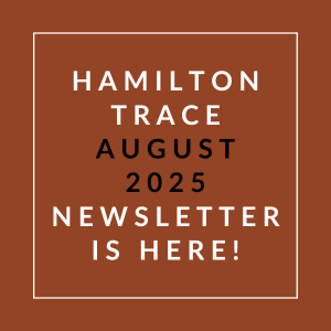 A brown newsletter cover for Hamilton Trace in August 2025.