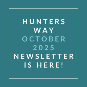The image announces the availability of the Hunters Way October 2025 newsletter.