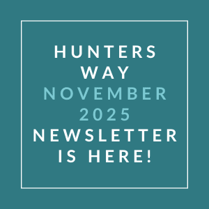 The image announces the availability of the Hunters Way October 2025 newsletter.