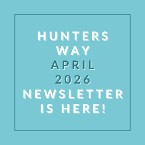 The image announces the availability of the Hunters Way April 2026 newsletter.