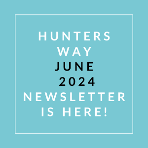 a white line on a blue background with the text hunter way june 2024 newsletter