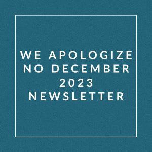 an aqua background with the words we apologize no december 2013 newsletter