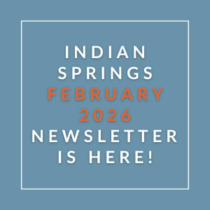 The image announces the availability of the Indian Springs January 2026 newsletter.
