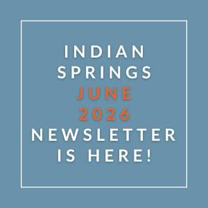 The image is promoting the Indian Springs June 2026 newsletter.