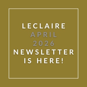 The image announces the availability of the Leclaire April 2026 newsletter.