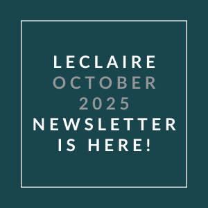 The image announces the release of the Leclaire October 2025 newsletter.