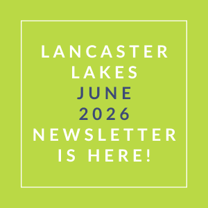 The image announces the availability of the Lancaster Lakes June 2026 newsletter.