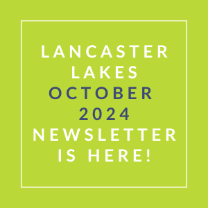 a yellow background with the words landscape lakes october 2024 newsletter is here