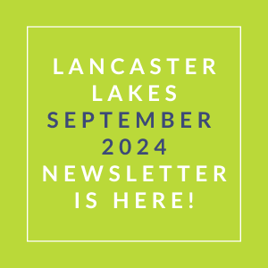 a yellow background with the words landscape lakes september 2024 newsletter is here