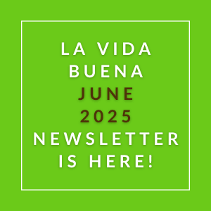A green square with white text announcing the June 2025 newsletter.
