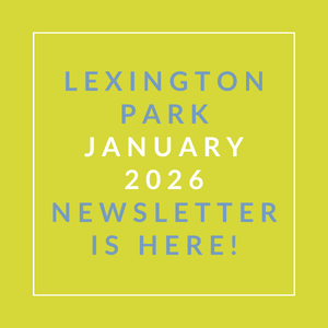 A yellow background with text announcing the Lexington Park January 2026 newsletter.