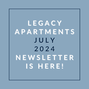 a blue background with a white font with the 2020 lease apartments newsletter is here