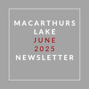 A newsletter cover for MacArthur Lake in June 2025.