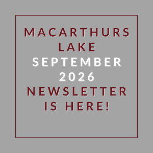 A graphic announcing the MacArthur Lake September 2026 newsletter.
