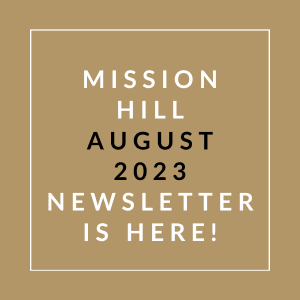 a brown background with the words mission hill august 23 newspaper is here