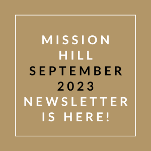 a brown background with the words mission hill september 23 newspaper is here