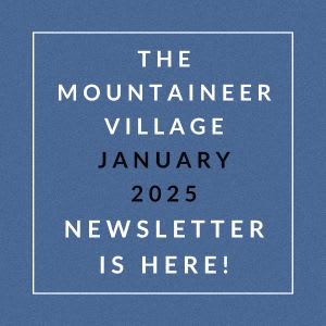 The image is a cover of the Mountaineer Village January 2025 newsletter.