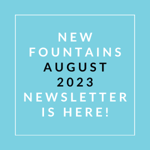a blue background with a white outline and the words new foundations august 23 newsletter is here
