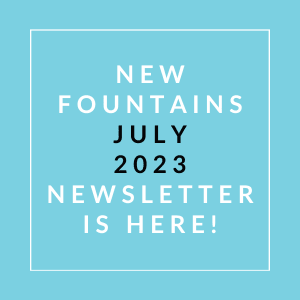 a blue background with a white outline and the words new foundations july 23 newsletter is here