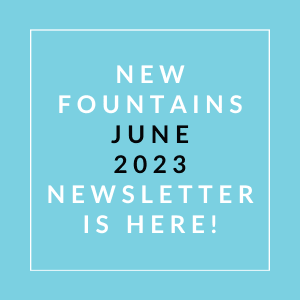 a blue background with a white outline and the words new foundations june 23 newsletter is here