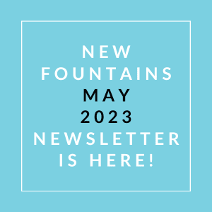 a blue background with a white outline and the words new foundations may 23 2020 newsletter is here