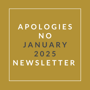 The image is a cover of an "Apologies No January 2025 Newsletter".