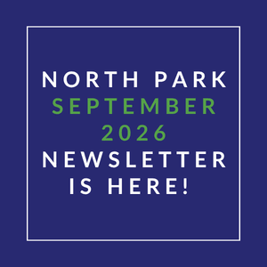 The image announces the availability of the North Park September 2026 newsletter.