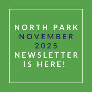 The image announces the availability of the North Park November 2025 newsletter.