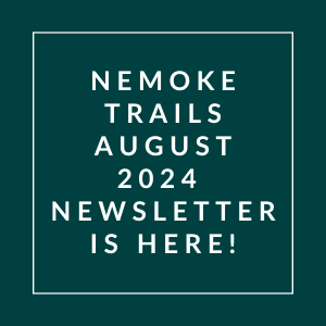 the white text on a green background reads nemo trails august 2024 newsletter is