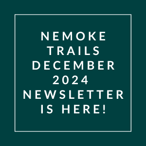 The image announces the availability of the Nemoke Trails December 2024 newsletter.