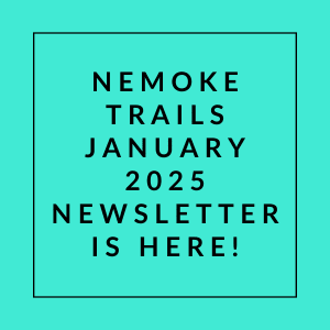 The image announces the release of the "Nemoke Trails January 2025 Newsletter."